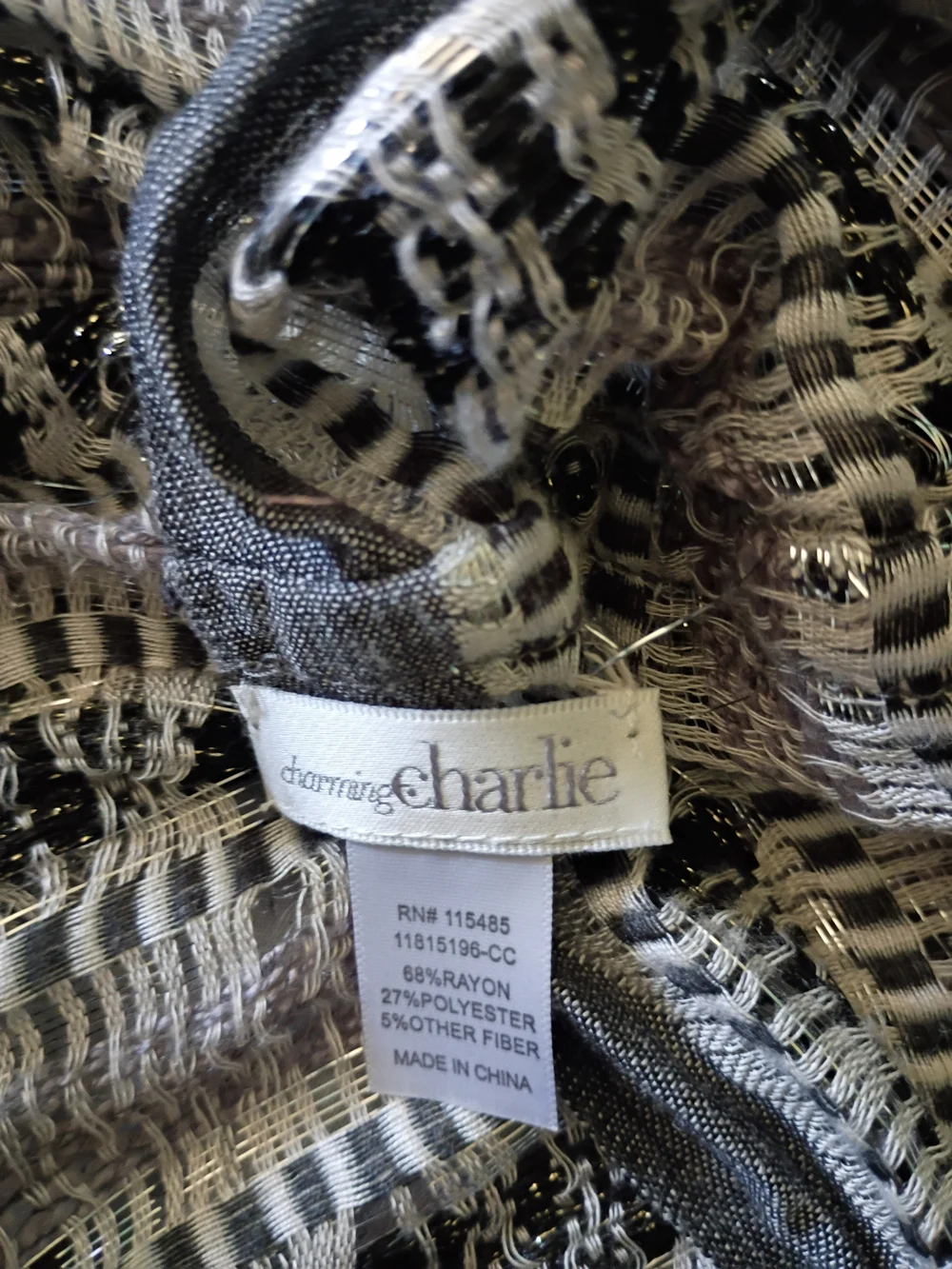 Neutral Striped Knit Infinity Scarf